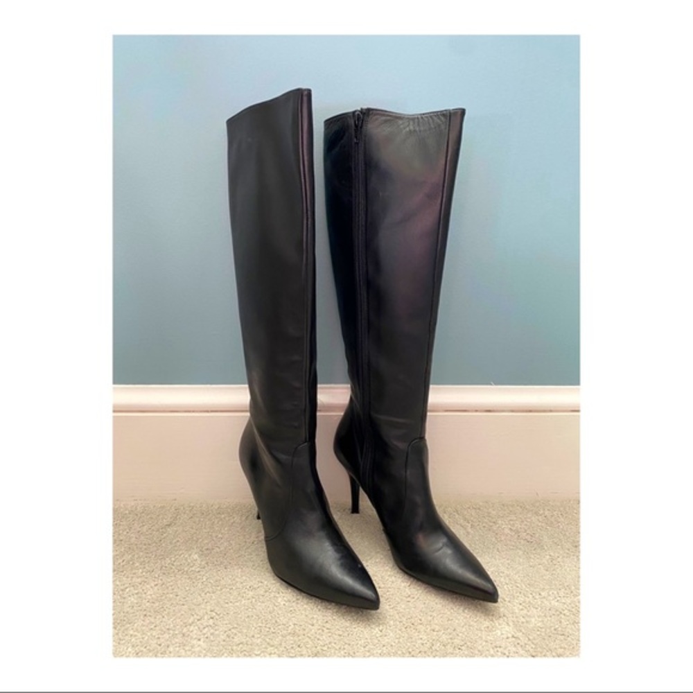 Stuart Weitzman Nyer Black Nappa To The Knee Boots EUC Like New Size 7